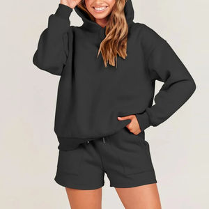 Nouveautés Vêtements à la mode Printemps Sweat à capuche pour femme Ensembles courts Top Shorts Ensemble deux pièces Prix de vente Respirant Personnalisé - Product Image 6