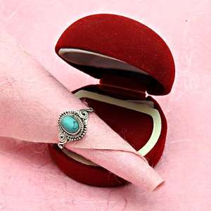 Mind Blowing Designer <b>Ring</b> With Oval Cut Turquoise Gemstone <b>Crafted</b> From 925 Sterling Silver Perfect Boho Jewelry For Women - Product Image 1