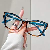 Lunettes photochromiques œil-de-chat pour femmes, montures anti-lumière bleue, montures surdimensionnées bicolores pour usage quotidien
