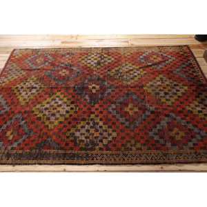 Alfombra Turca, Alfombra de 4.8x7 pies, Alfombra Kilim con Bordes Rojos - Product Image 3