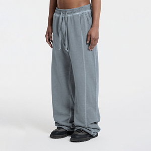 Pantalons de survêtement décontractés pour hommes, de haute qualité, personnalisés, vintage, évasés, larges, plats, légers, 100% coton, respirants, à séchage rapide, avec cordon de serrage - Product Image 2