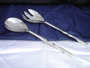 Ensemble de serveurs à salade en acier inoxydable poli brillant/poli mat de haute qualité, ustensiles de cuisine de Style moderne - Product Image 2