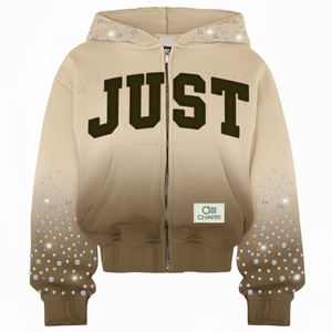 Sudadera con capucha y cremallera recortada cuadrada para hombre, ropa de calle de felpa francesa de 500GSM, parche desgastado con lavado ácido, bordado de diamantes de imitación personalizados - Product Image 6