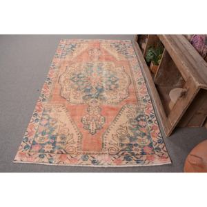 พรมสไตล์ตุรกีโบราณขนาด4.3x7ฟุตผ้าขนแกะดีไซน์แบบเย็บปะสีส้มน้ำเงินพื้นที่สี่เหลี่ยมผืนผ้าขนาดใหญ่สำหรับวัยรุ่นห้องโถงทำจากน้ำยางนามธรรม - Product Image 1