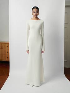 ROBE DRAPÉE MOLLYA DRAPÉE À DOS À Manches Longues Pour Femmes Robes D'été Deknit Dos Satin Georgette Printemps 2025 Vêtements Pour Femmes - Product Image 4