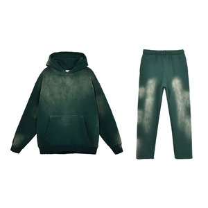 Wholesale High Manufacturer Private Label Solid Color Acid Wash Tracksuits For Men Customized Men Acid Wash Tracksuits - Product Image 5