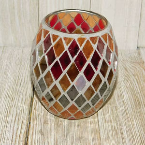 Portavelas Votivo de Cera de Abeja con Acabado Mosaico Moderno, Color Rojo, Altamente Perfumado, para Decoración del Hogar, Fiestas, Decoración de Mesa Navideña - Product Image 1