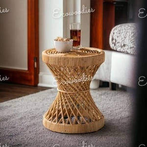 Taburete redondo de ratán tradicional, taburete de mostrador, taburetes decorativos y otomanos para PUF de ratán para consola con incrustaciones de hueso de jardín de Hotel - Product Image 4