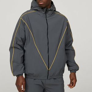 Custom Button Men's 2 Piece Set Zip Hooded Waterproof Lightweight Nylon Jacket <b>Shorts</b> Windbreaker Tracksuit Winter Streetwear - Product Image 2
