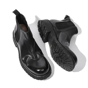 QIFON, botas Chelsea de alta calidad lavadas Retro para hombre, botas informales de cuero genuino para botas Martin con diseño corto con cordones - Product Image 6