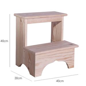 WELL HOME Sgabello in Legno Grezzo 40x30x40 cm Finitura Naturale - Sgabelli e Pouf - Product Image 3