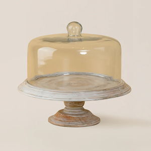 Cloche en verre avec socle en bois, dôme à gâteau, couvercle de présentation alimentaire, fait à la main, non toxique, décoration de table pour mariage, fête, restaurant - Product Image 4
