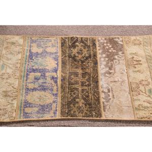 Turkish 1.8x3.1 ft Rug, Small Vintage Rug, <b>Brown</b> Blue Patchwork <b>Wool</b> Rug - Product Image 4