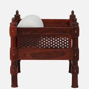 Sofá de madera Sheesham Durbar tradicional de 1 plaza en acabado de roble miel para juegos de sala de estar - Product Image 6