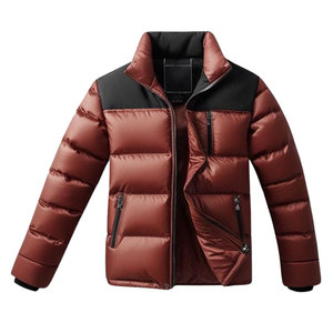 Venta al por mayor de chaqueta de invierno de burbujas para los hombres de utilidad personalizada Puffer ropa con cuello con capucha y logotipo frontal de tela de lona - Product Image 1