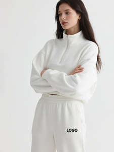 Productos más vendidos Sudadera informal de algodón orgánico de manga larga con media cremallera para mujer - Product Image 2