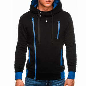 Sweat-shirt à capuche asymétrique de couleur unie, de grande taille, de haute qualité, Design totalement personnalisé pour hommes - Product Image 4