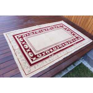 Alfombra Vintage, Alfombra Turca de 4x5.9 pies, Alfombra Oriental de Lana Blanca y Roja - Product Image 2