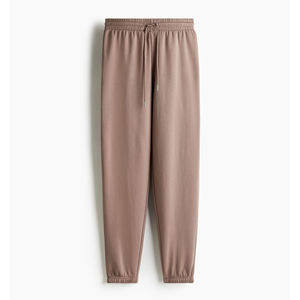 Pantalon de survêtement décontracté surdimensionné à taille élastique de qualité supérieure pantalon de survêtement en coton polyester de couleur beige foncé pour femmes - Product Image 1