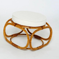 Ensemble canapé moderne et élégant en rotin incurvé avec tabourets ronds mobilier d'intérieur et d'extérieur de luxe pour villa salon appartement maison