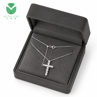 Collier en or massif 18 carats avec diamant de laboratoire DEF VVS HTHP CVD taille brillant rond, pendentif croix pour cadeau de bijoux religieux