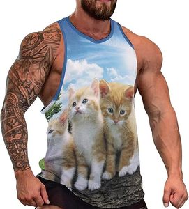 Camiseta sin mangas para hombre Sun Cats, para entrenamiento, gimnasio, fitness, anti-UV, transpirable, de secado rápido, ecológica y personalizable. - Product Image 1