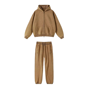 Chándales Casuales para Hombre con Lavado Ácido y Cremallera, con Logotipo Personalizado, Último Diseño, Lisos, con Hombros Caídos y Cremallera - Product Image 1