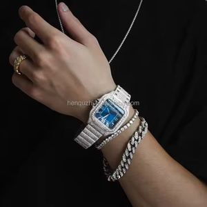 <b>Mens</b> Luxury Square Alloy Quartz Watch with Moissanite Diamonds <b>Stainless</b> <b>Steel</b> Band Sapphire Glass Precision Timepiece - Product Image 3