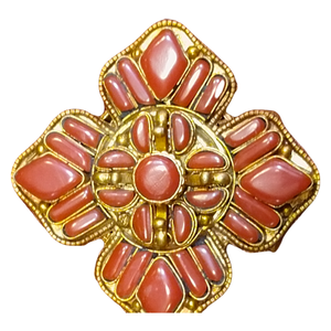 เครื่องประดับ ghaa ชุบทองทำด้วยมือรูปปะการังทรงสี่เหลี่ยมลายดอกไม้สีเทอร์ควอยซ์โลหะทองเหลืองจี้คุณภาพดี - Product Image 5