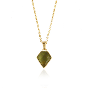 Collier en pierre précieuse de guérison, pendentif en moldavite naturelle en forme de cerf-volant, laiton plaqué or 18 carats, léger, bijoux authentiques pour unisexe - Product Image 1