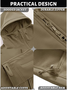 เสื้อแจ็กเก็ตผ้าใบแนวยุทธวิธีของผู้ชายเสื้อแจ็กเก็ตแนวผจญภัยกลางแจ้งน้ำหนักเบามีฮู้ดเป็นมิตรกับสิ่งแวดล้อมสำหรับฤดูหนาว - Product Image 5