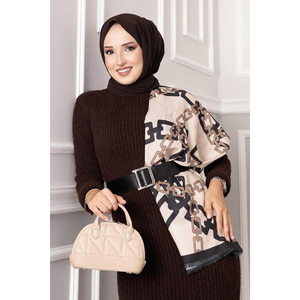 Robe en velours côtelé bouclé marron - Product Image 2