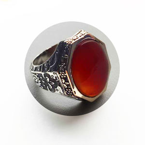 Anillo de Boda Clásico de Lujo Profesional para Hombre, Plata de Ley 925, Corte Ovalado, Ágata Yemení, Chapado en Rodio, Venta Directa al por Mayor para Fiestas - Product Image 1