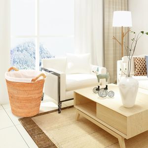 Panier à linge en rotin 35L avec poignées-Panier en osier rond pour organiser les vêtements et la lessive - Product Image 5