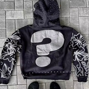 Sweat à capuche d'hiver doublé personnalisé Crop Puff Printing Heavyweight Anti-Shrink Plus Size Streetwear Hommes Femmes Hip 3D Embroidery Front - Product Image 4