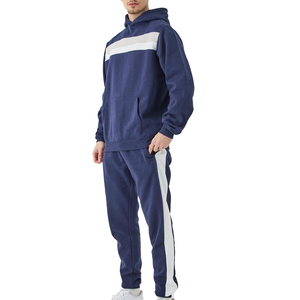 Ensemble de survêtement deux pièces pour homme, sweat-shirt à capuche et pantalon de jogging, matière coton, logo personnalisé 2025, fermeture éclair intégrale - Product Image 3