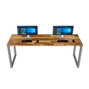 Industrial-Style 200x70cm Acacia <b>Wood</b> <b>Desk</b> with Iron Legs & <b>Solid</b> <b>Wood</b> Construction for Home/Study Use - Product Image 2