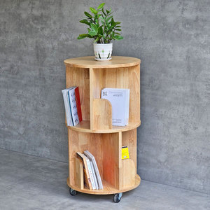 Estantería Móvil Compacta de 2 Niveles, Redonda, de Madera, KS68198, Organizador para Sala de Estar y Cocina, Fácil de Montar, Material Plástico y Metálico - Product Image 3