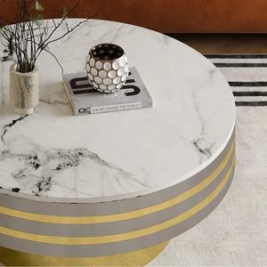 Nouvelle table basse ronde moderne écologique avec cadre en métal et plateau en marbre, meubles de salon - Product Image 3