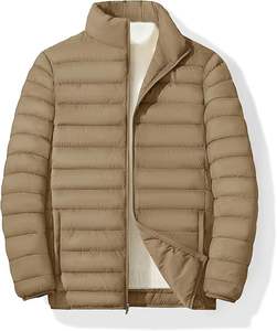Veste matelassée légère pour hommes, manteau d'hiver matelassé sans capuche avec fermeture éclair complète pour la randonnée en plein air, le voyage, tenue décontractée - Product Image 1