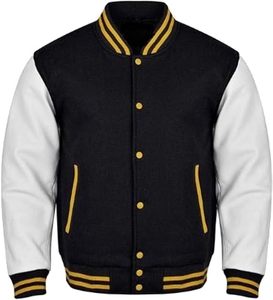 Meilleure vente Varsity Lettermen Baseball Jacket 100% laine corps et manches en cuir S-XL toutes les couleurs disponibles - Product Image 3