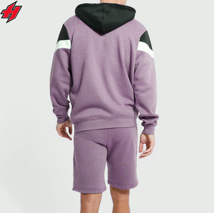 ชุดกางเกงขาสั้นมีฮู้ดสำหรับผู้ชายชุดผ้าโพลีเอสเตอร์ผ้าฝ้ายผสมโพลีเอสเตอร์ชุดเสื้อเรียกเหงื่อแบบสั้นชุดกางเกงขาสั้นมีฮู้ดสำหรับผู้ชาย - Product Image 6