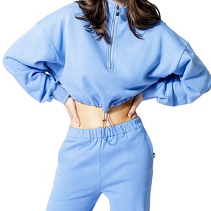 Sweat-shirt d'hiver à manches courtes pour femme, col roulé, demi-zip, à capuche, imprimé personnalisé tie-dye - Product Image 1