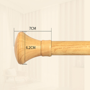 Ensemble de tringles à rideaux en fer imitation bois nordique, embouts rainurés et supports en fer - Product Image 6