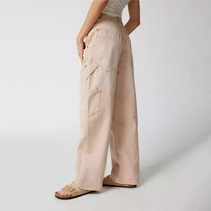 Factory Direct Mid Waist Regular Fit Streetwear Flat Front Straight <b>Jeans</b> Pants for <b>Women</b> OEM with Logo Decoration Winter Season - Product Image 5