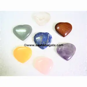 Sete chakra conjunto de coração liso, conjunto atacado de joias de cristal com logotipo reiki natural personalizado, pedras de cura