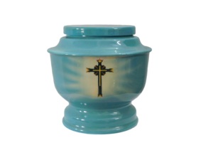 Aluminum Adult Classic Design Cramation Urns With Blue Color Finished High Quality Metal Cremation Urns - Product Image 3