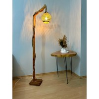 Lampadaire en bois rustique température réglable E27 jaune fait à la main bois de pin Design moderne taille personnalisable cadeau de pendaison de crémaillère