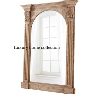 Antique style wood <b>mirror</b> <b>frame</b> with traditional Indian craftsmanship made for vintage themed interiors - Product Image 5