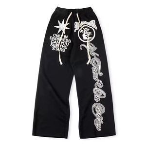 Pantalones Deportivos de Felpa de Algodón para Hombre, Nuevos, al por Mayor, Personalizables, Estilo Desgastado, Acampanados - Product Image 1